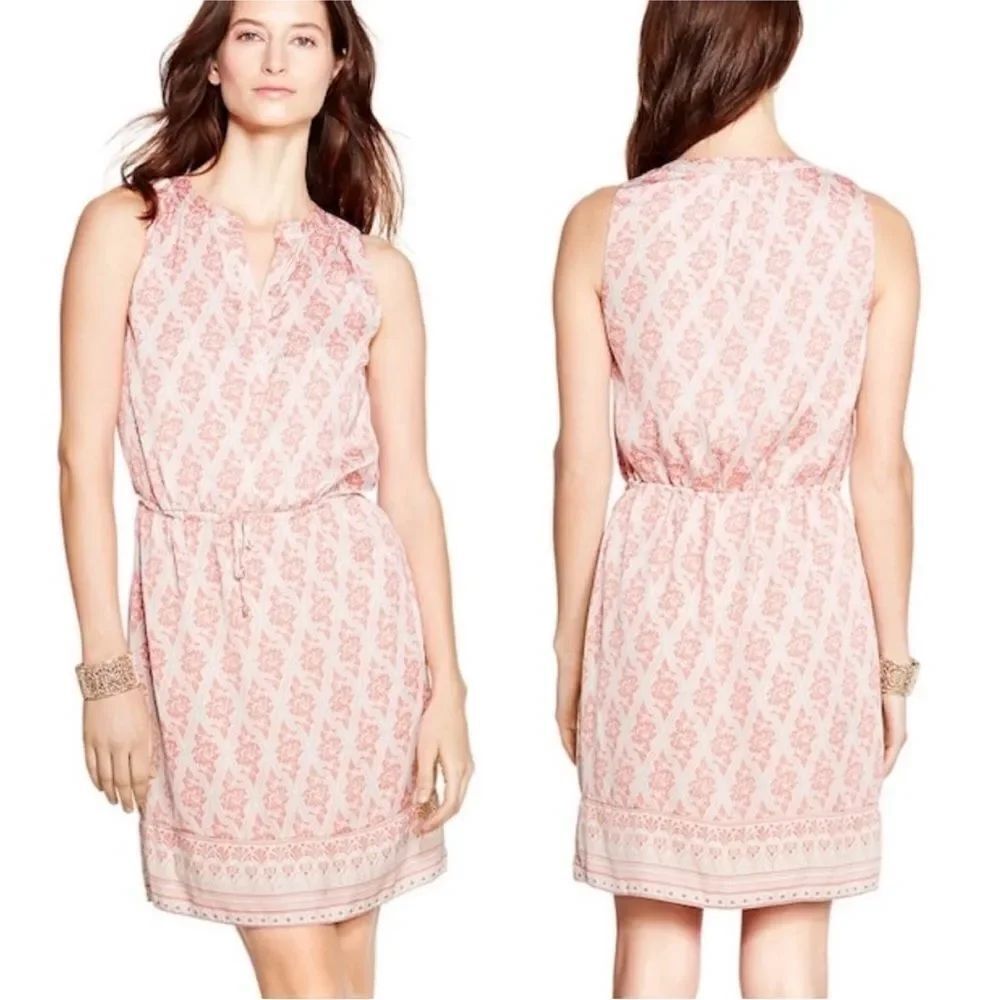 WHBM Sleeveless V-Neck Printed Blouson Dress Size 10